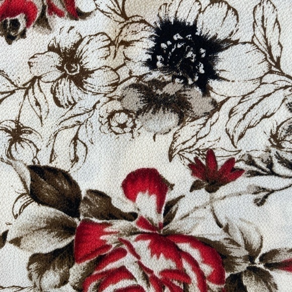 LARA Brown and Red Floral Tie Back Peplum Top, M - Picture 4 of 9